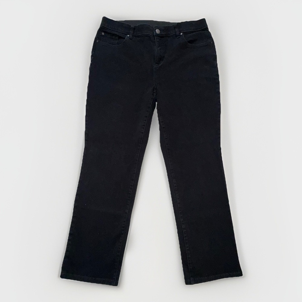 Chico's Fabulously Slimming Jeans Women's Size 12S Short Black 5-Pocket Mid Rise